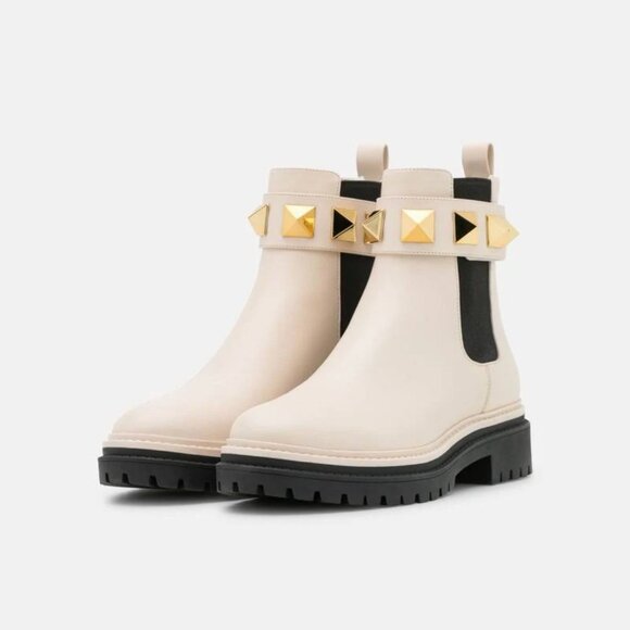 MICHAEL Michael Kors Stark Women's Leather Chelsea Ankle Boots In White - Picture 2 of 16